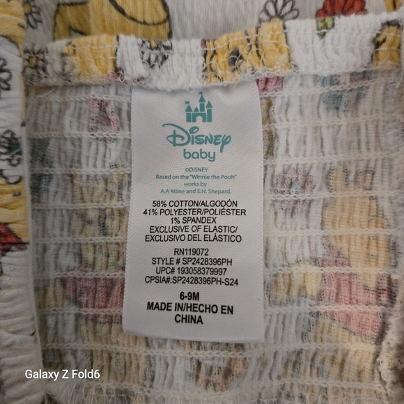 Disney Baby Winnie the Pooh Floral Bubble Romper 6-9M Cotton Blend One-Piece - Picture 3 of 6